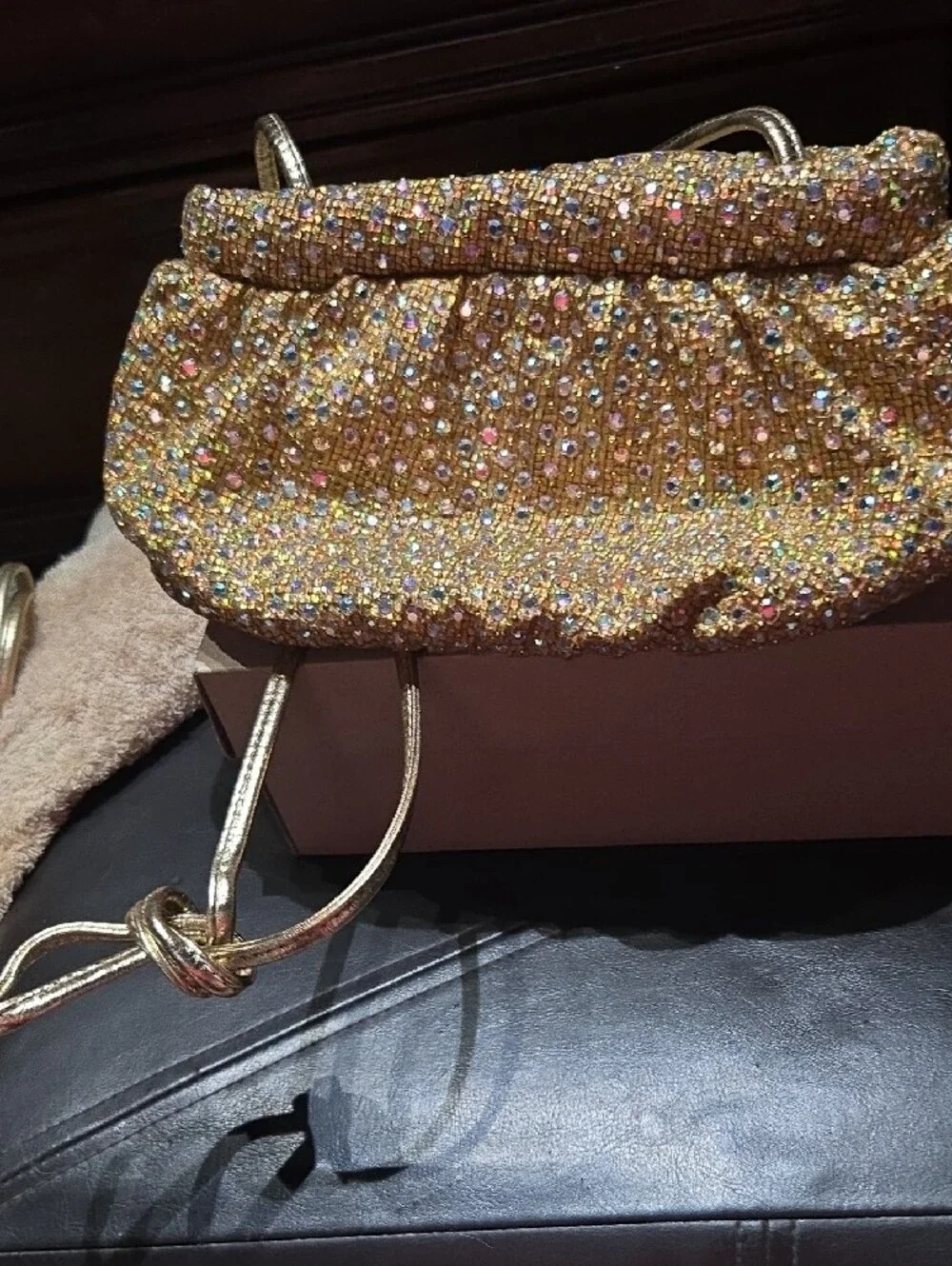 Rita Diana for Mylinka ~ Gold Crystal-Embellished Evening Clutch Shoulder Strap